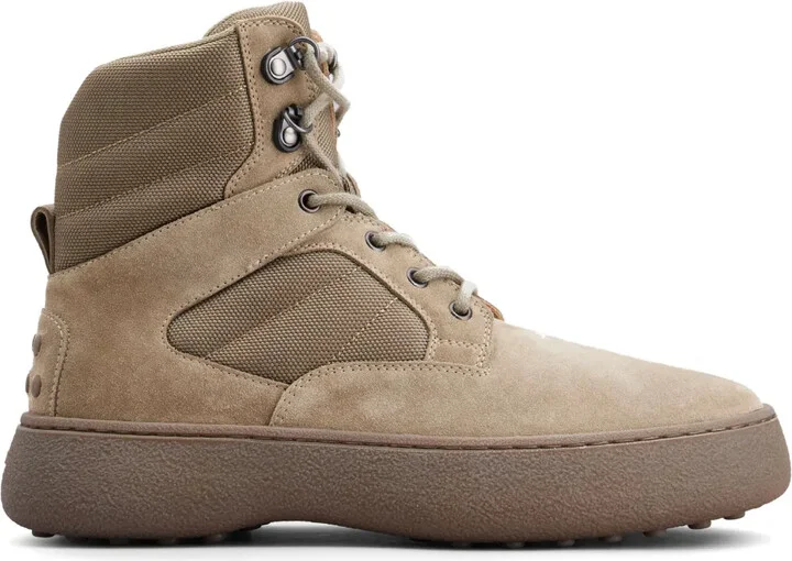 Panelled Lace-Up Suede Boots