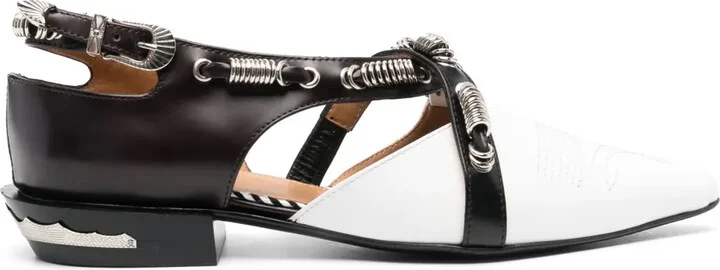 Panelled Leather Ballerina Shoes