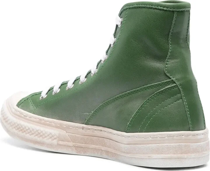 Panelled Leather High-Top Sneakers - Image 3