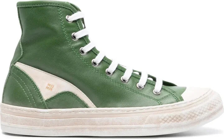 Panelled Leather High-Top Sneakers