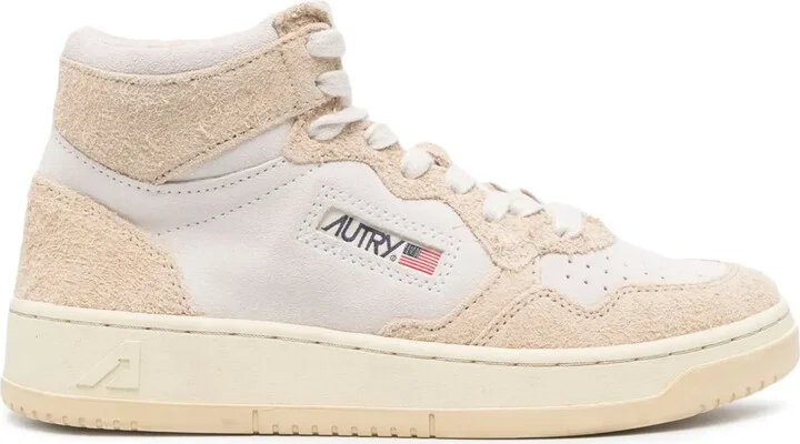 Panelled Leather High-Top Sneakers