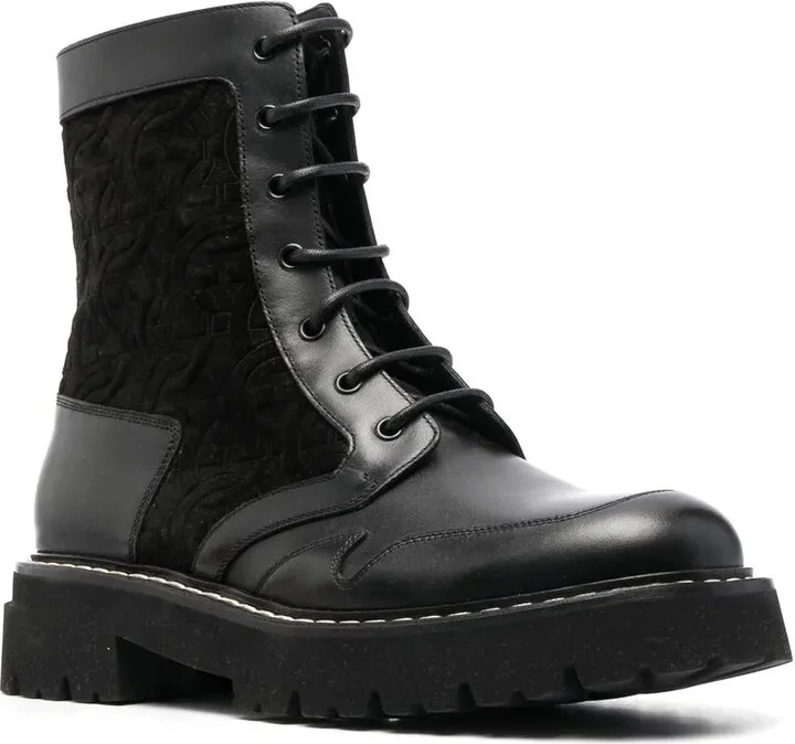 Panelled Leather Lace-Up Boots - Image 2