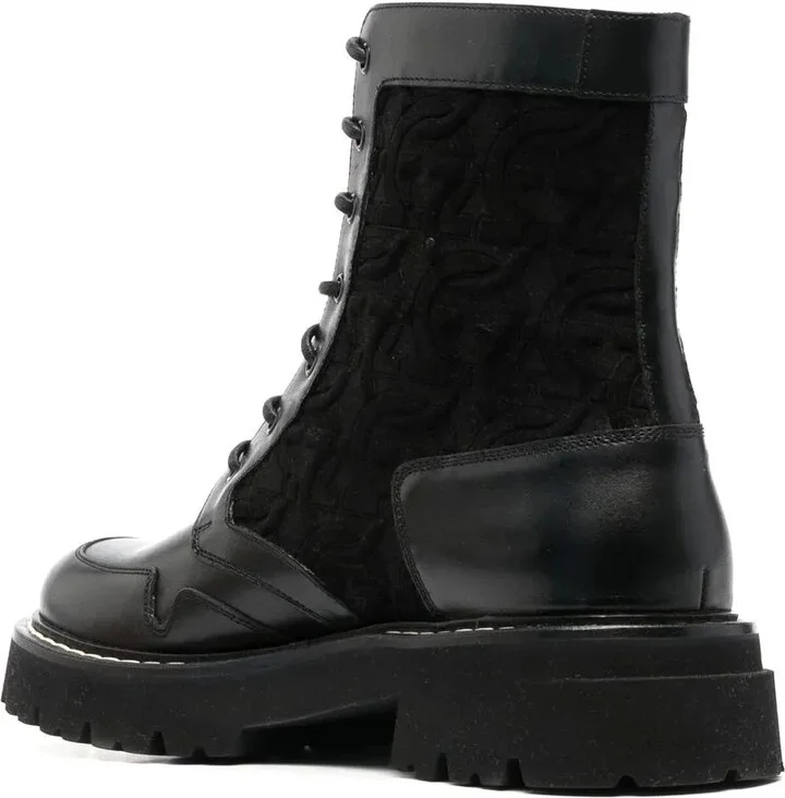 Panelled Leather Lace-Up Boots - Image 3