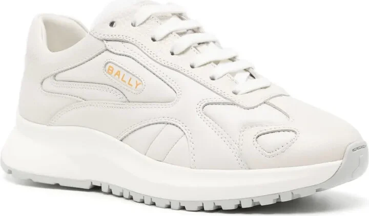 Panelled Leather Lace-Up Sneakers - Image 2