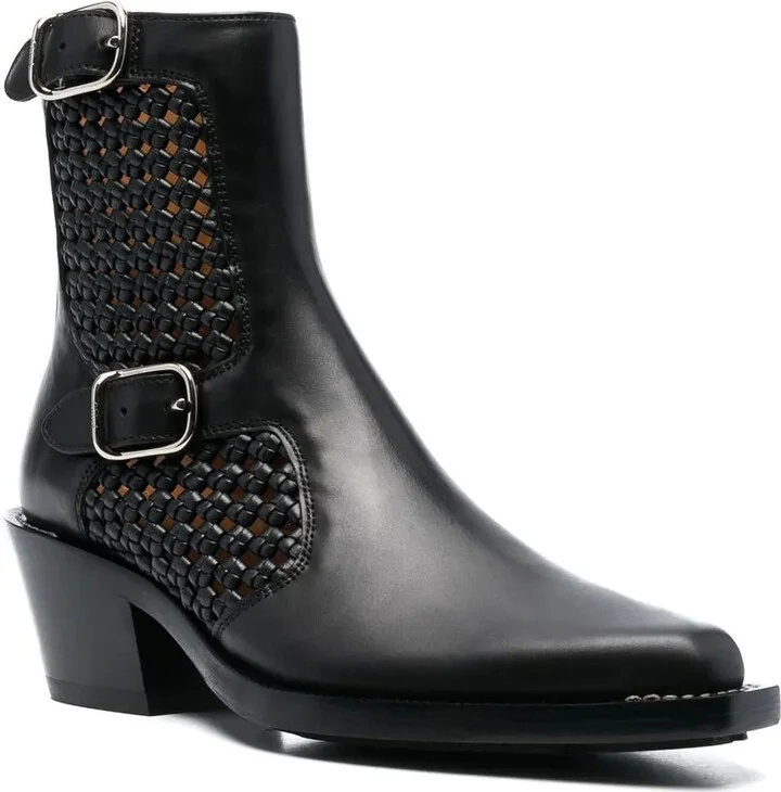 Panelled Leather Western Boots - Image 2