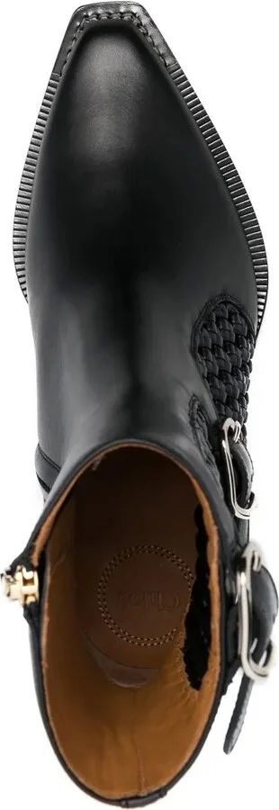 Panelled Leather Western Boots - Image 4