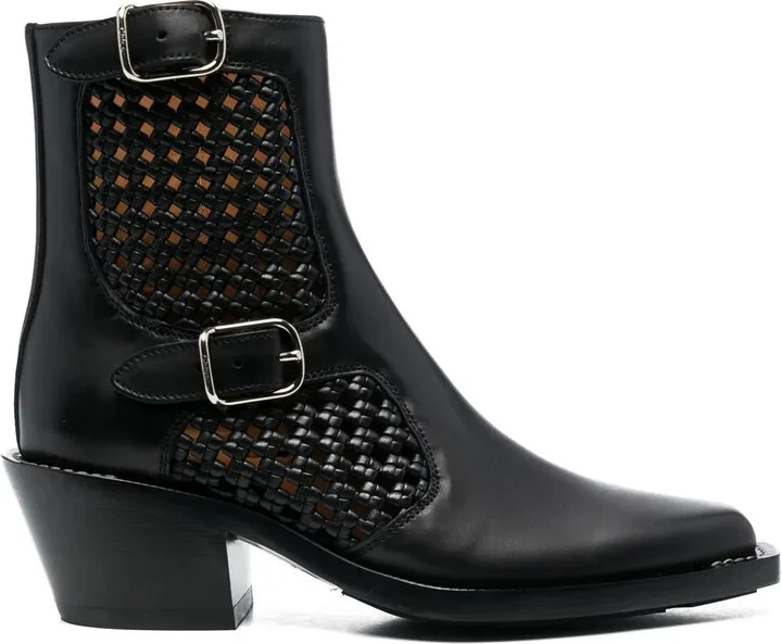 Panelled Leather Western Boots