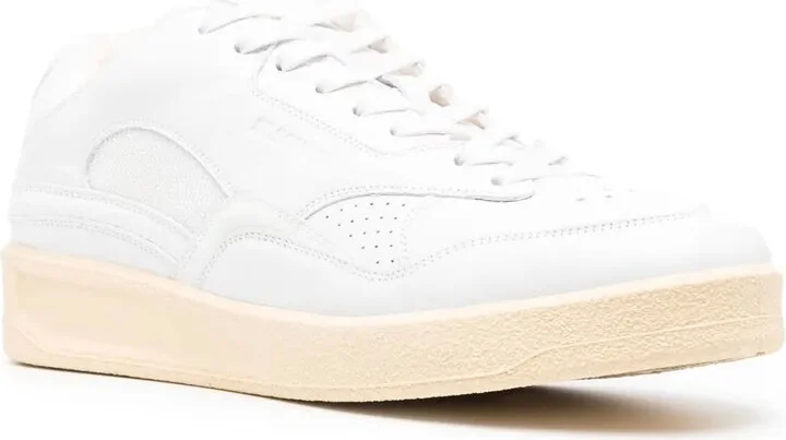 Panelled Low-Top Leather Sneakers - Image 2