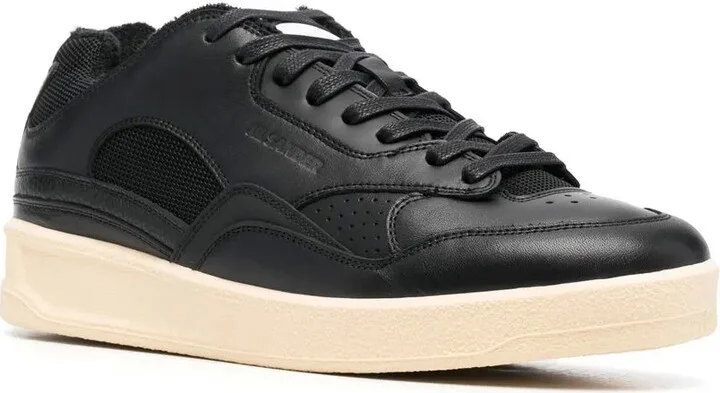 Panelled Low-Top Leather Sneakers - Image 2