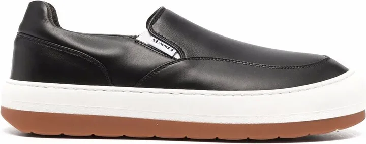 Panelled Slip-On Leather Sneakers