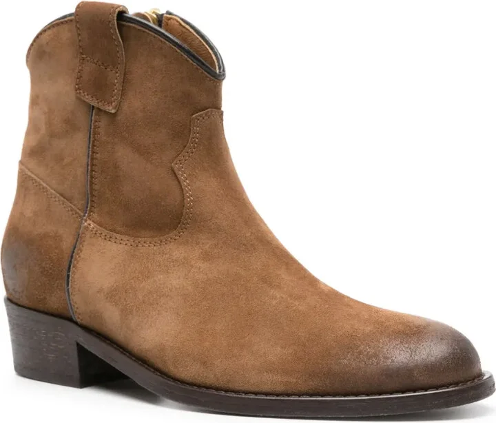 Panelled Suede Cowboy Boots - Image 2