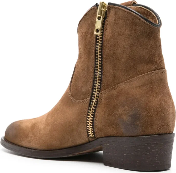 Panelled Suede Cowboy Boots - Image 3