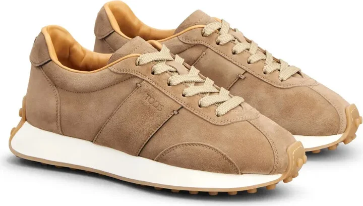 Panelled Suede Lace-Up Sneakers - Image 2