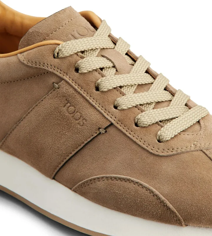 Panelled Suede Lace-Up Sneakers - Image 5