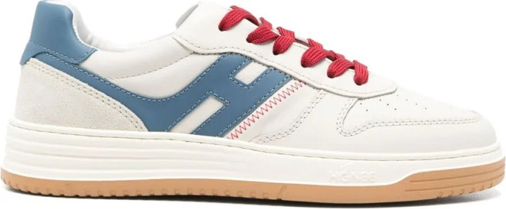Panelled White Sneakers With Contrasting Accents
