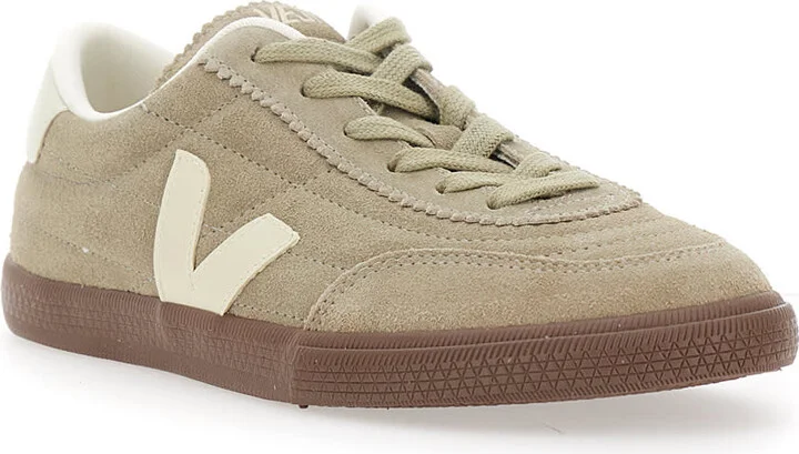 'panenka' Beige Low Top Sneakers With Logo Patch On The Side And Contrasting Heel With Logo Lettering In Leather Unisex - Image 2