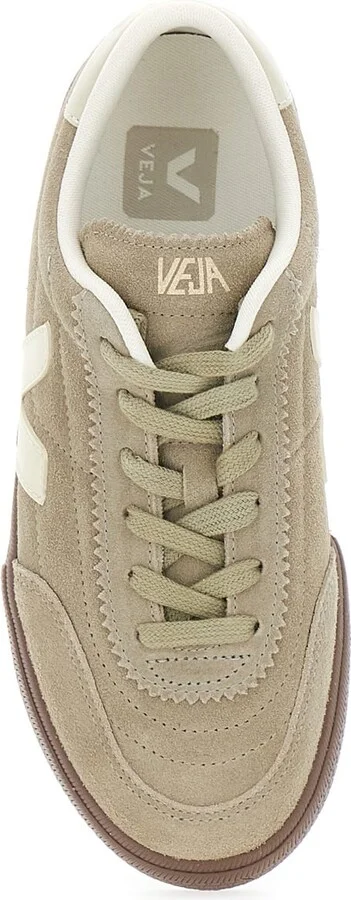 'panenka' Beige Low Top Sneakers With Logo Patch On The Side And Contrasting Heel With Logo Lettering In Leather Unisex - Image 4