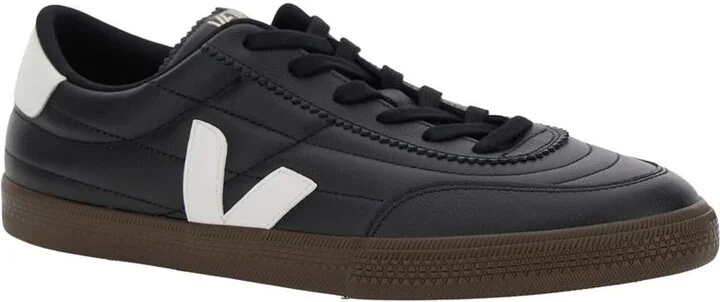 'Panenka' Black Sneaker With Logo On The Side And Contrasting Heel In Leather Unisex - Image 2