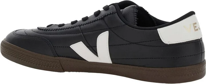 'Panenka' Black Sneaker With Logo On The Side And Contrasting Heel In Leather Unisex - Image 3