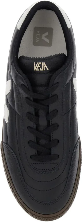'Panenka' Black Sneaker With Logo On The Side And Contrasting Heel In Leather Unisex - Image 4