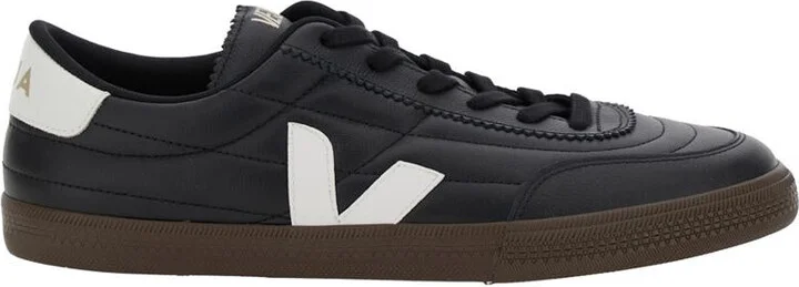 'Panenka' Black Sneaker With Logo On The Side And Contrasting Heel In Leather Unisex