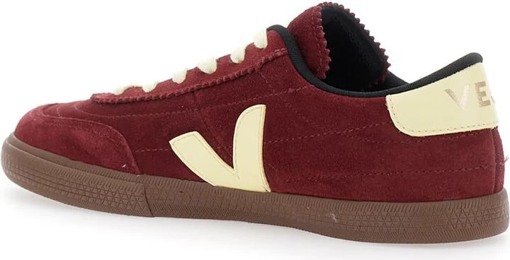 'Panenka' Bordeaux Low Top Sneakers With Logo Patch On The Side And Contrasting Heel With Logo Lettering In Leather Unisex - Image 3