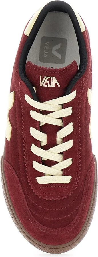 'Panenka' Bordeaux Low Top Sneakers With Logo Patch On The Side And Contrasting Heel With Logo Lettering In Leather Unisex - Image 4