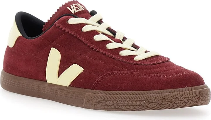 'panenka' Bordeaux Low Top Sneakers With Logo Patch On The Side And Contrasting Heel With Logo Lettering In Leather Unisex - Image 2