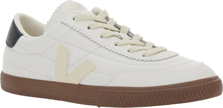 'Panenka' White Low Top Sneakers With Logo Patch On The Side And Contrasting Heel With Logo Lettering In Leather Unisex - Image 2