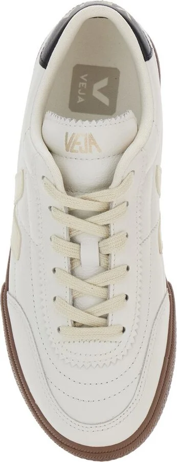 'Panenka' White Low Top Sneakers With Logo Patch On The Side And Contrasting Heel With Logo Lettering In Leather Unisex - Image 4