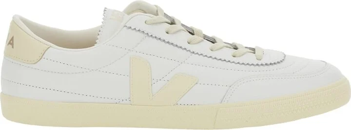 'panenka' White Sneaker With Logo On The Side And Contrasting Heel In Leather Unisex