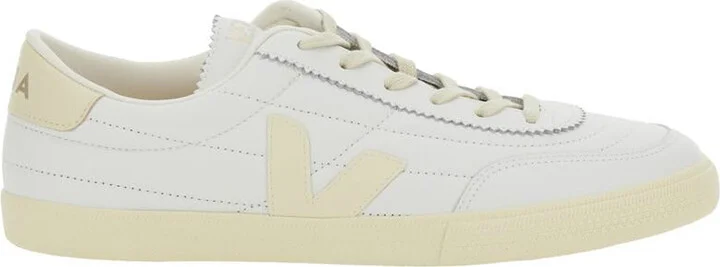 'Panenka' White Sneaker With Logo On The Side And Contrasting Heel In Leather Unisex