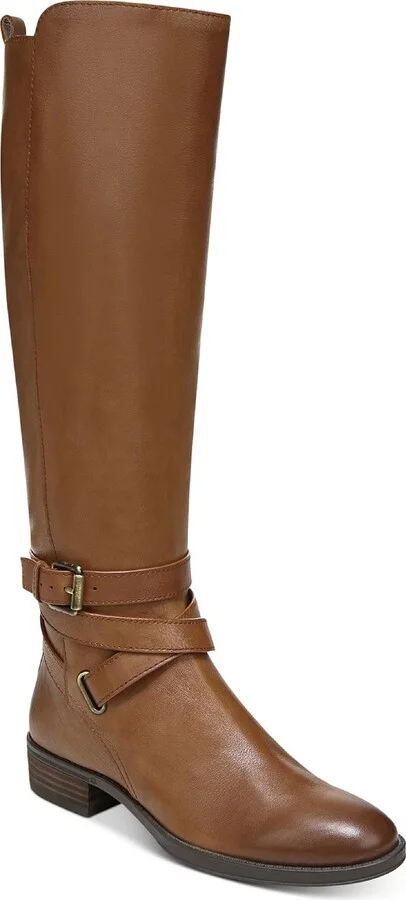 Pansy Womens Leather Round Toe Knee-High Boots