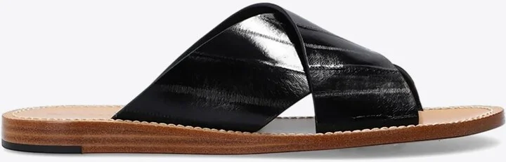 Pantheon Slides in Eel Skin Leather