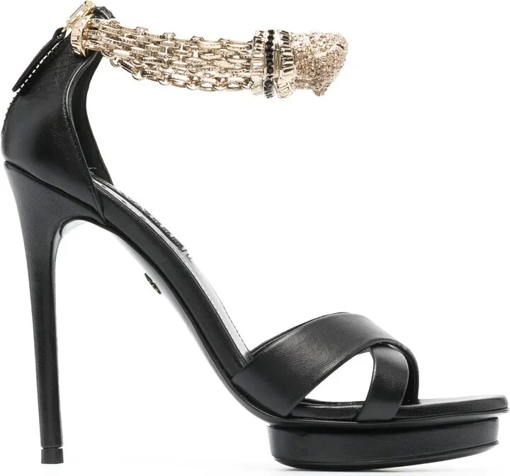 Panther crystal-embellished sandals