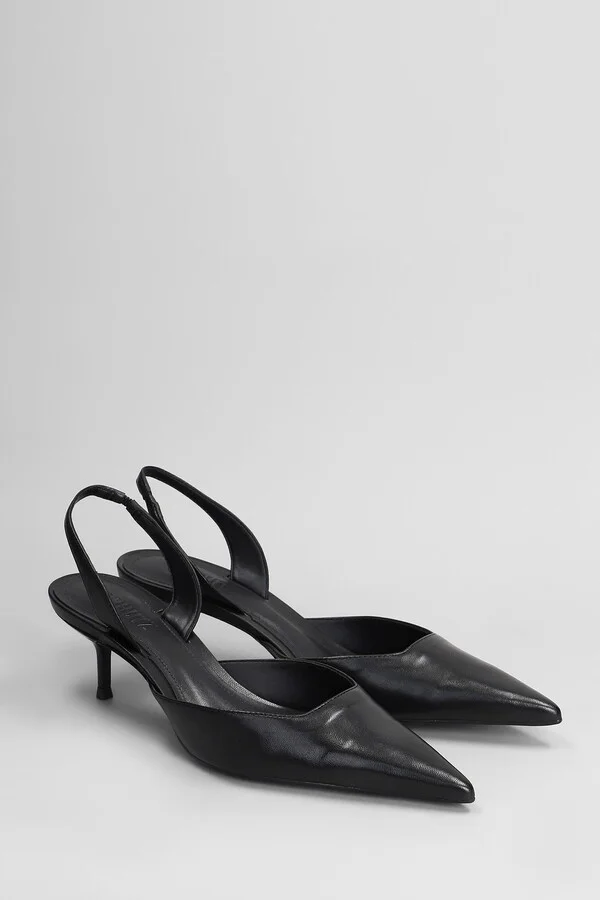 Paola Mid Pumps In Black Leather - Image 2