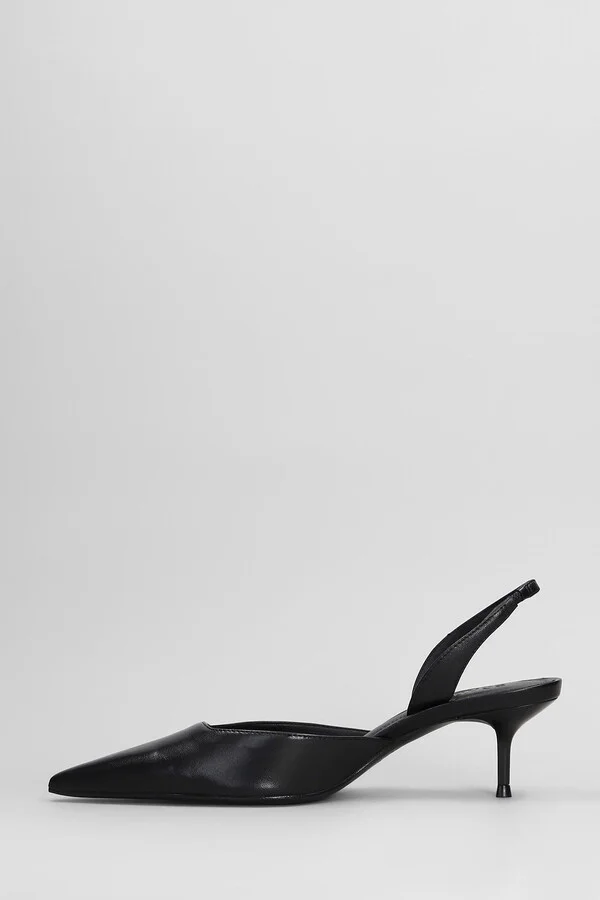 Paola Mid Pumps In Black Leather - Image 3