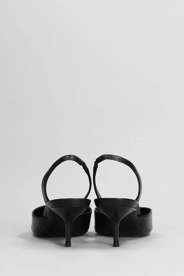 Paola Mid Pumps In Black Leather - Image 4