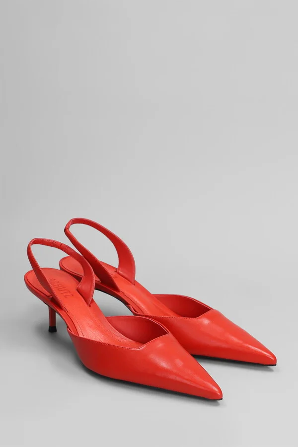 Paola Mid Pumps In Red Leather - Image 2