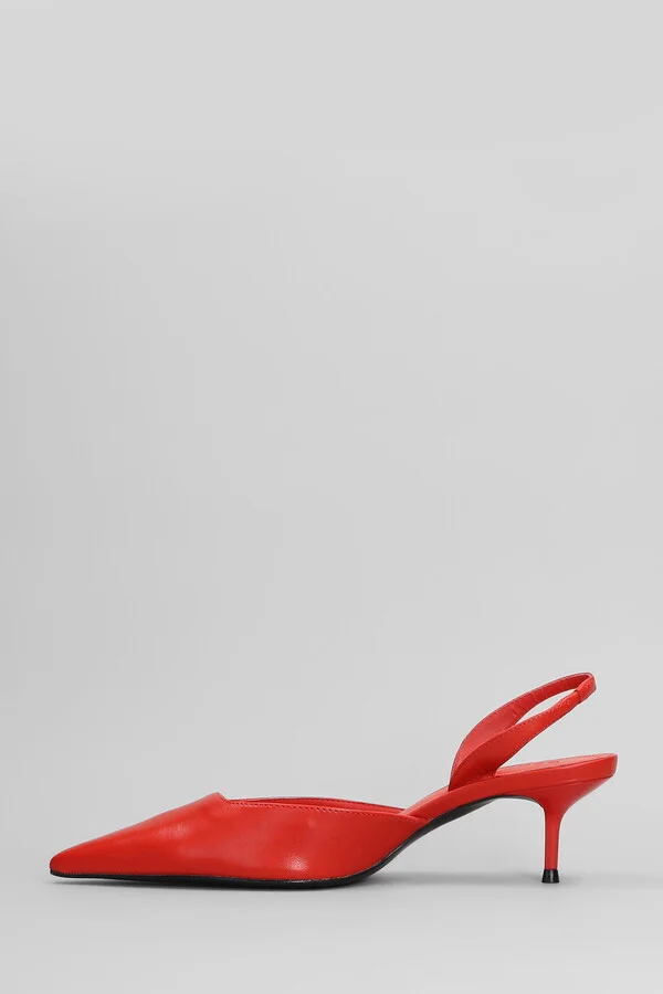 Paola Mid Pumps In Red Leather - Image 3