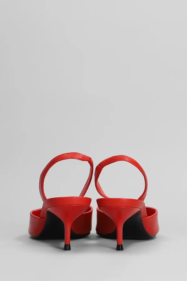 Paola Mid Pumps In Red Leather - Image 4