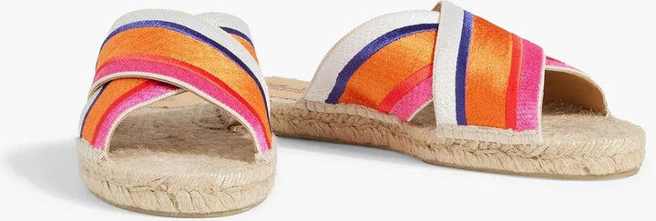 Paos striped embroidered canvas espadrille sandals - Image 2