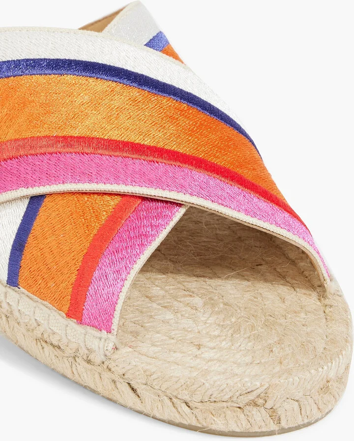 Paos striped embroidered canvas espadrille sandals - Image 4