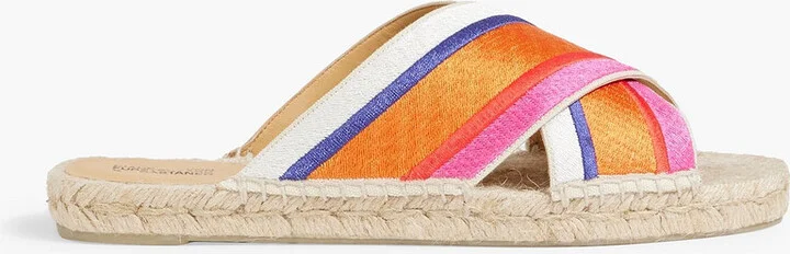 Paos striped embroidered canvas espadrille sandals