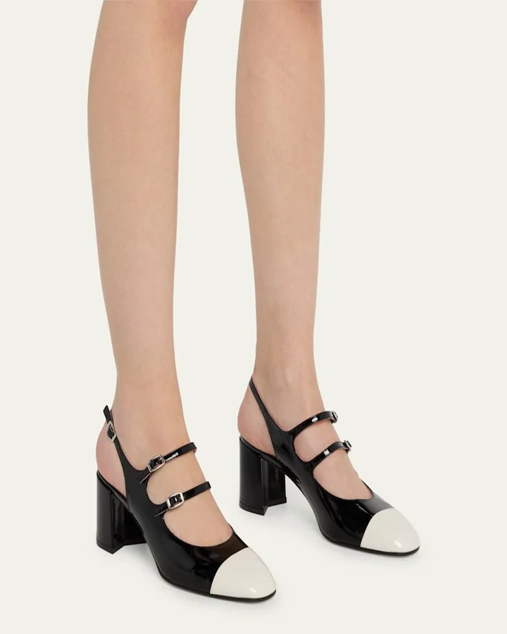 Papaya Bicolor Patent Slingback Pumps - Image 2