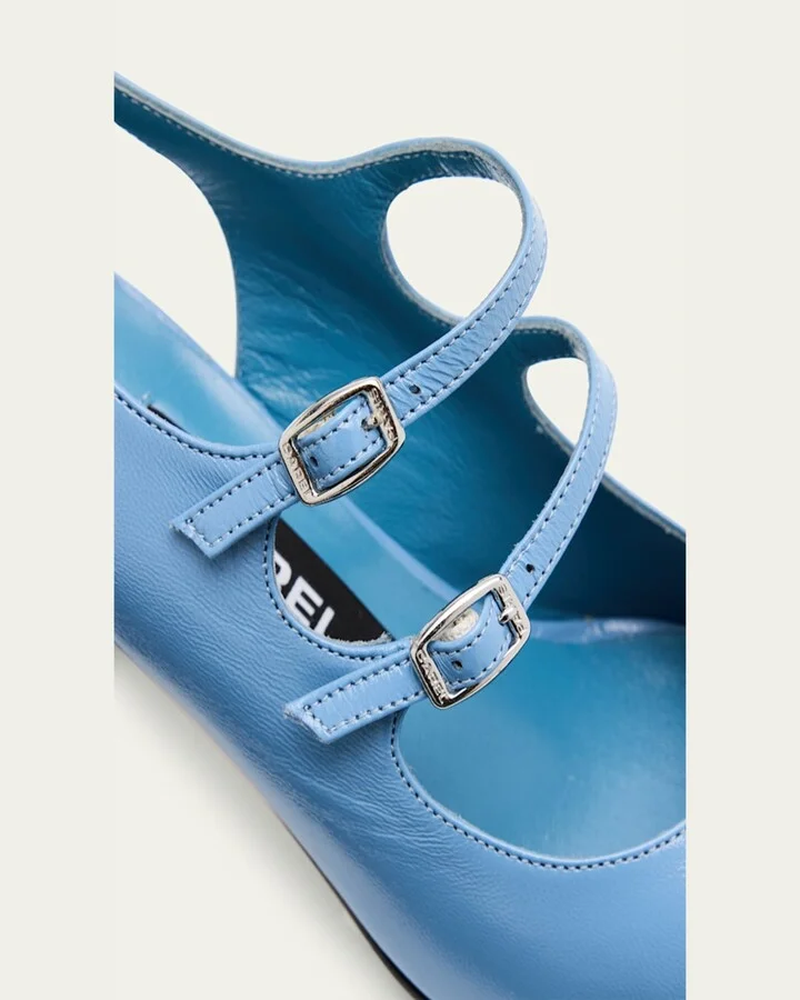 Papaya Metallic Four-Buckle Ballerina Flats - Image 2