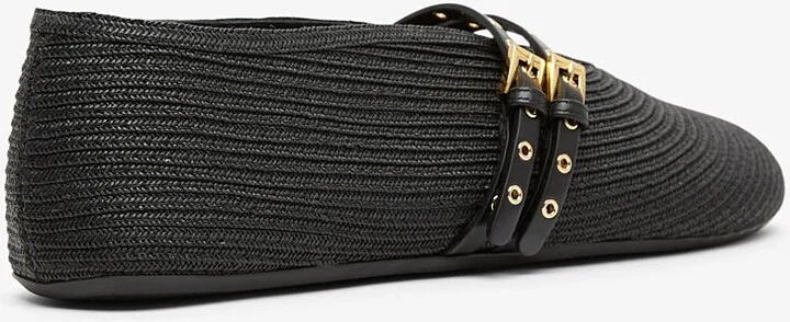 Paper straw black ballet flats - Image 3