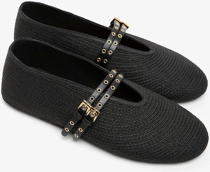 Paper straw black ballet flats - Image 5