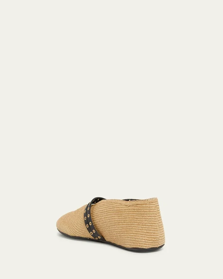 Paper Straw Mary Jane Ballerina Flats - Image 8
