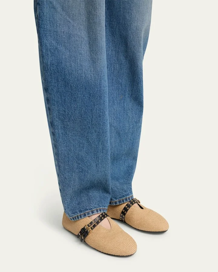Paper Straw Mary Jane Ballerina Flats - Image 11